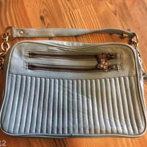 BCBG Maxazria Leather Blue Purse gold chain